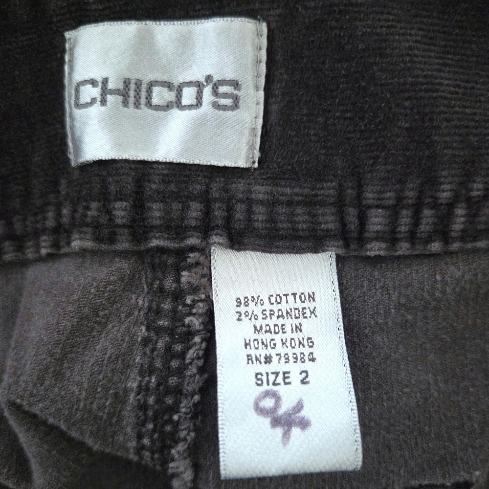 Chico's Dark Plum Purple Corduroy Wide Leg Pants Size 2/L Double Snap Closure - Picture 3 of 5